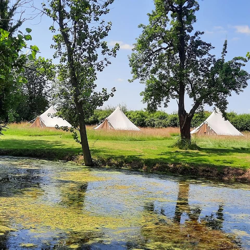 Bell tent setup by Norfolk Bell Tent Hire