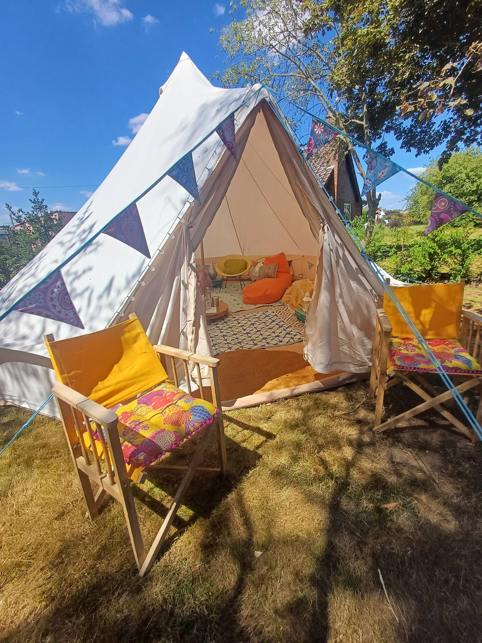 Furnished bell tent interior