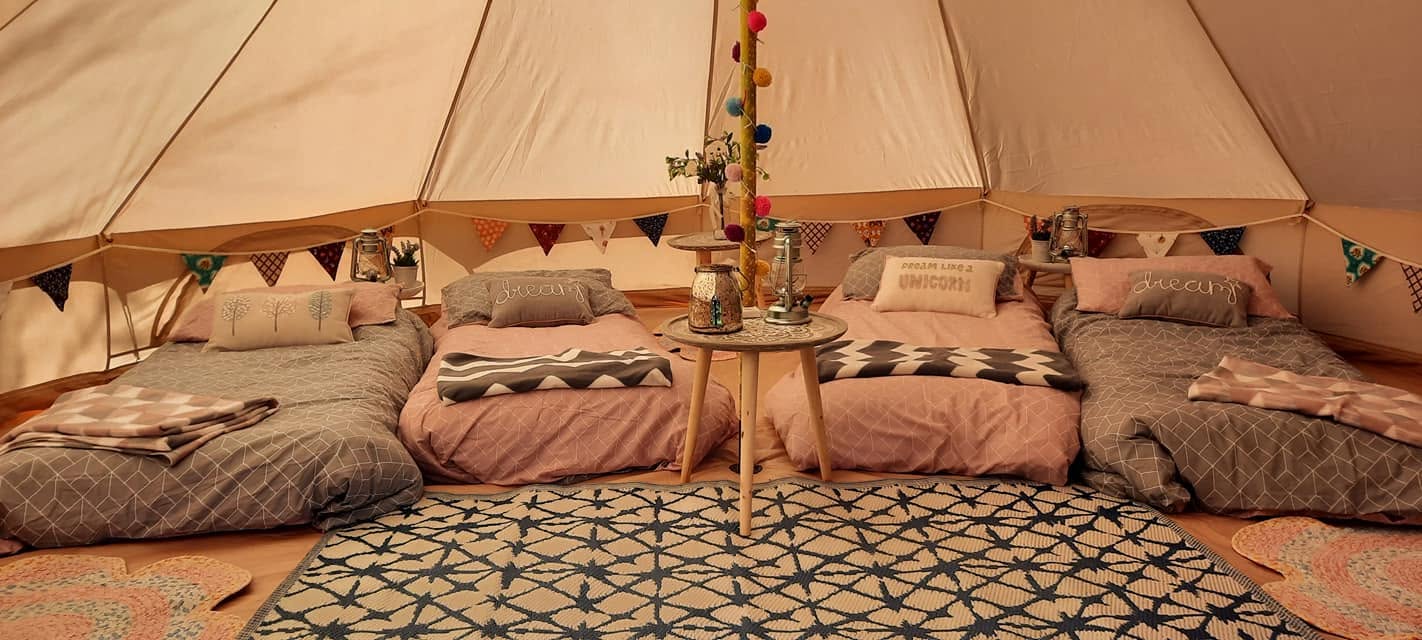 Bell tent sleeping accommodation