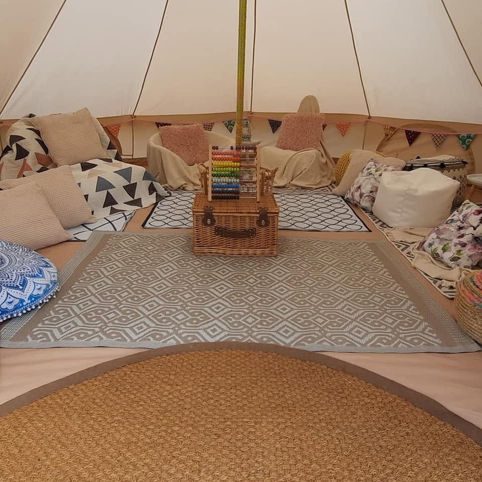 Spacious chill out bell tent interior