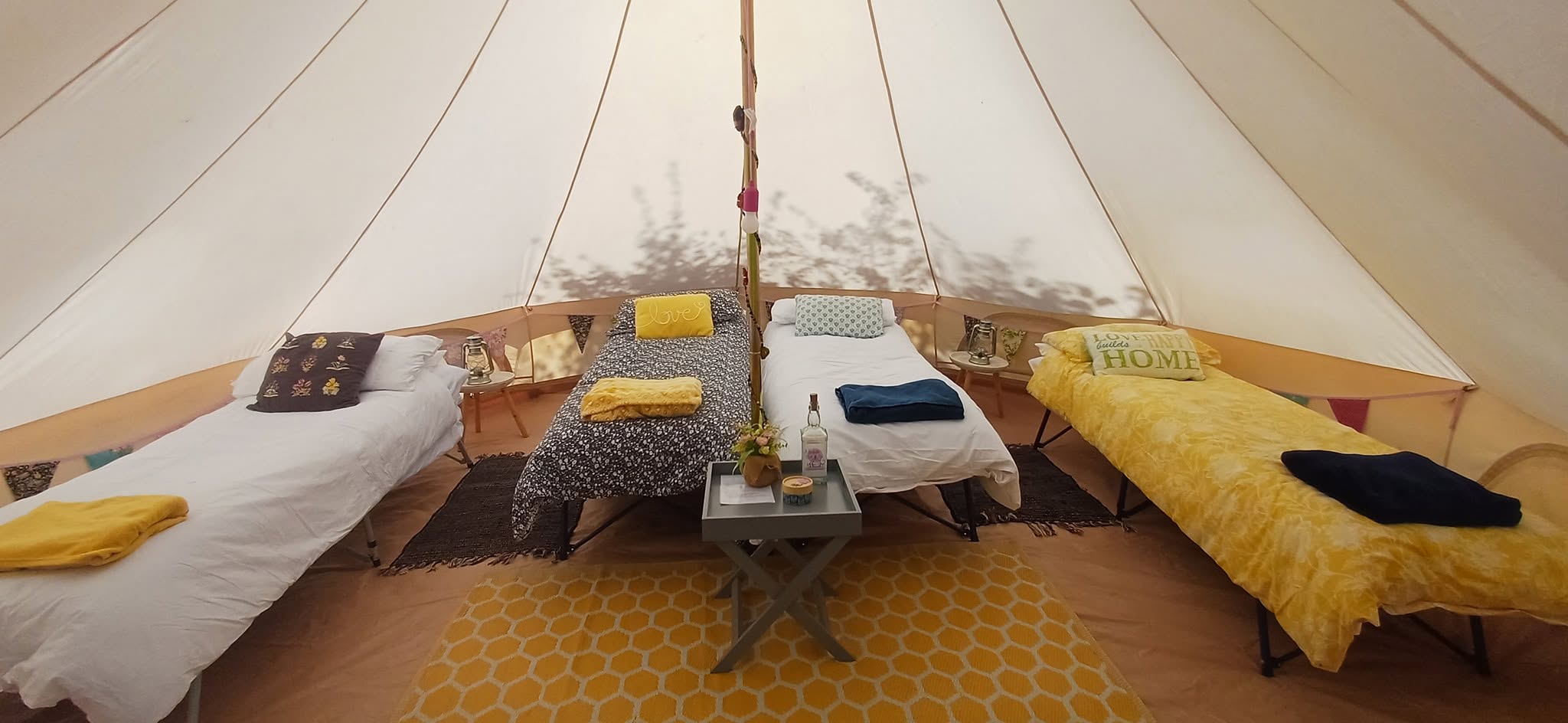 Furnished bell tent interior